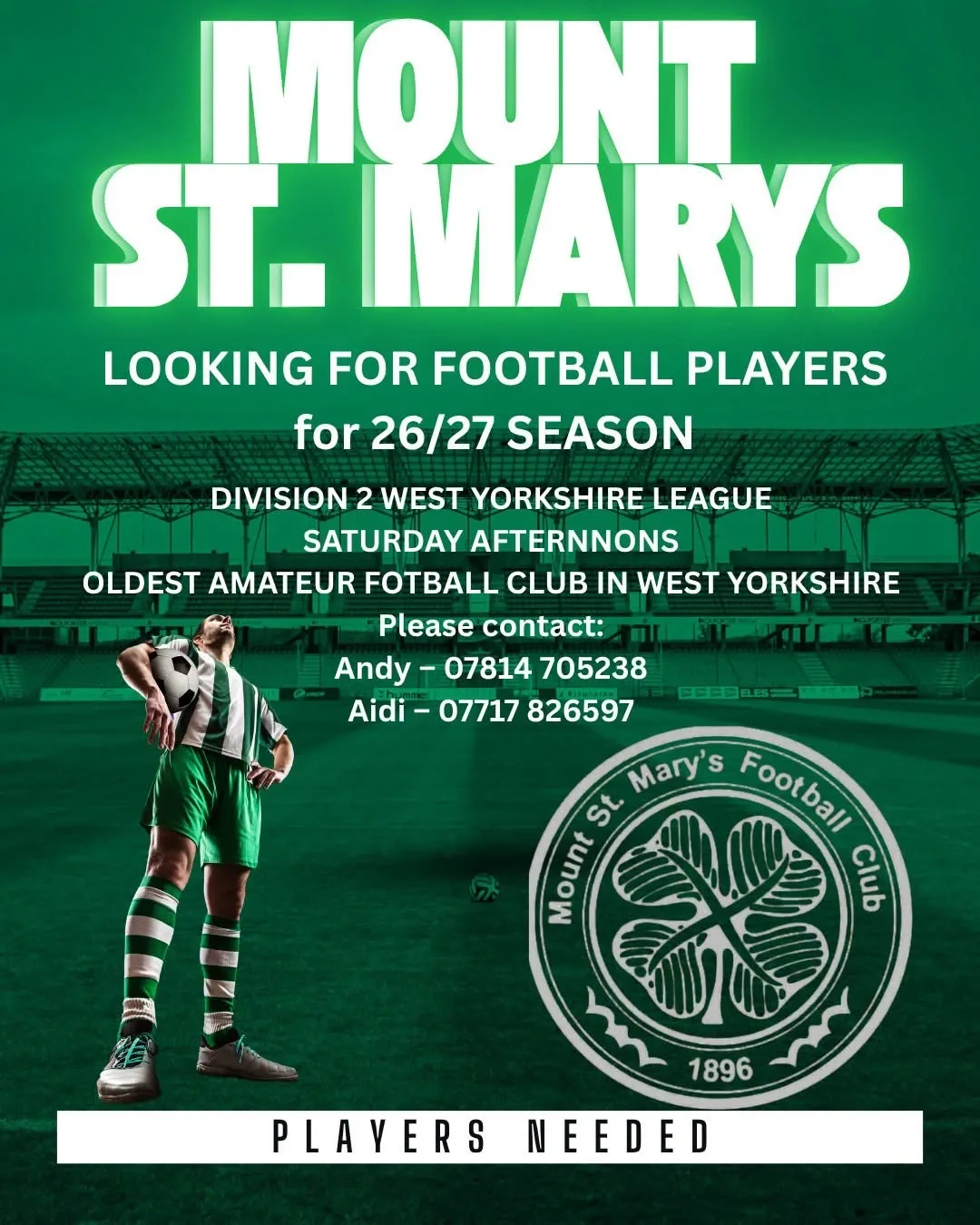 Mount St. Mary's FC Looking for Players for the 2026/27 Season